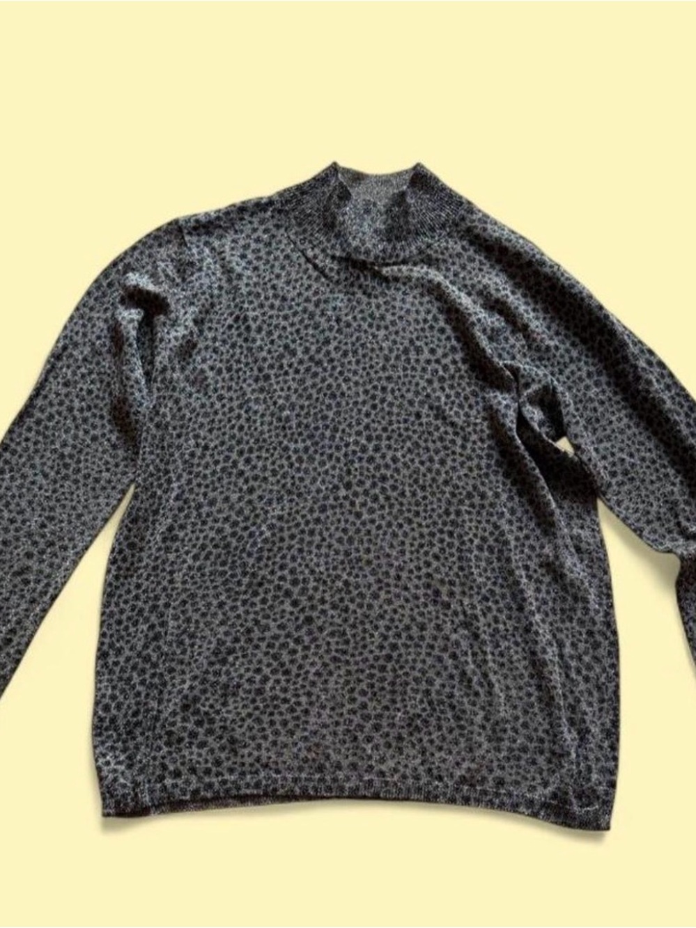 august silk Charcoal Grey Mock Neck Leopard-Print Sweater
